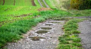 Wasserpfützen auf Weg